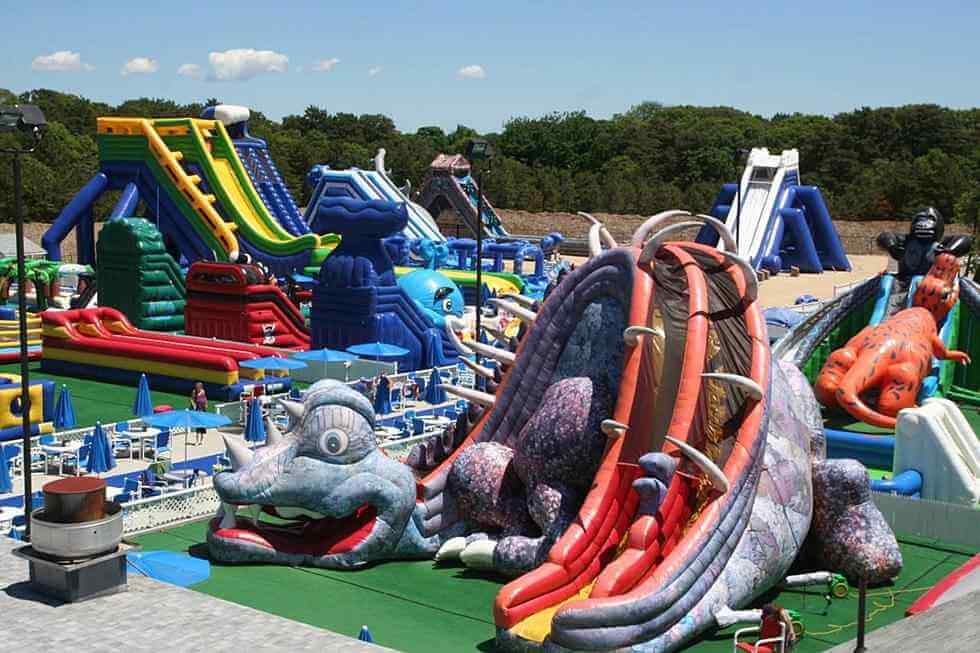 inflatable water park on water