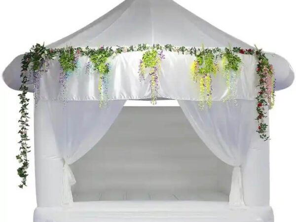 white wedding bounce house
