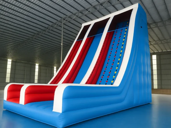 Double Stairs Climbing Inflatable Slide Blue Color
