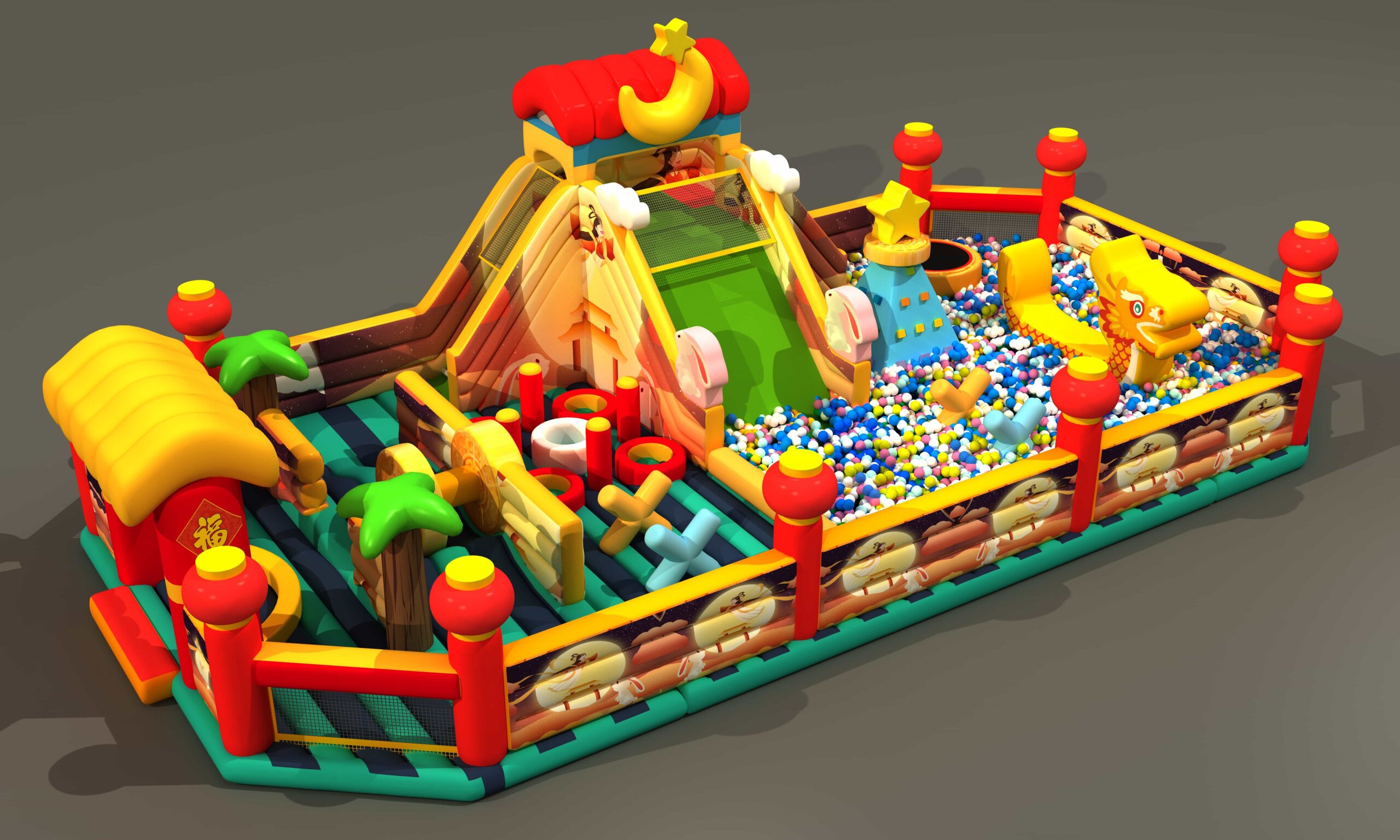 Commercial DragonInflatable Fullmoon Bouncer Ball Pool - Minyefun