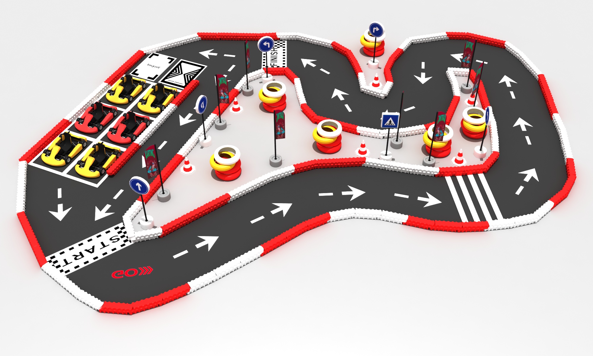 Go-Kart Racing Track GKP2024101001 – 54m Track, 8 Karts, Red & White ...
