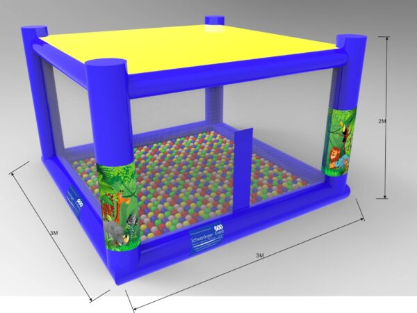 Inflatable Ball Pool with Net and Roof – 3x3x2.0m – Durable 0.4mm Material with 750W Blower