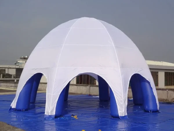 8-Foot Inflatable Tent with 6 Transparent Walls & 2 Removable Doors – Waterproof 0.4mm + 210D Material – 10x10x6m with Blue Stripe