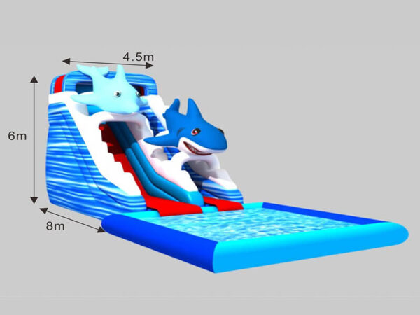 Air Tight Pool with Inflatable Slide – 8x6x4.5m Slide + 8x8x0.6m Pool 19042813A
