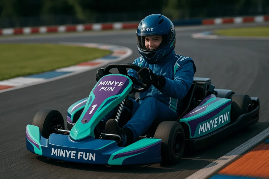 go-kart in action on a professional-looking track