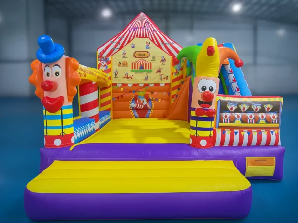 Circus Carnival Themed Inflatable Bounce House and Slide Combo