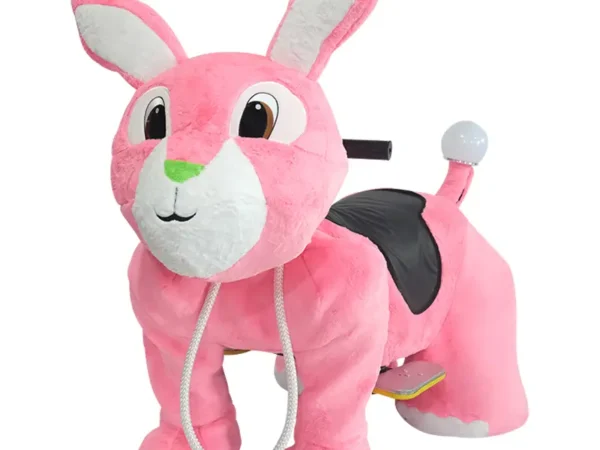 Electric Plush Pink Rabbit Ride with Remote Control