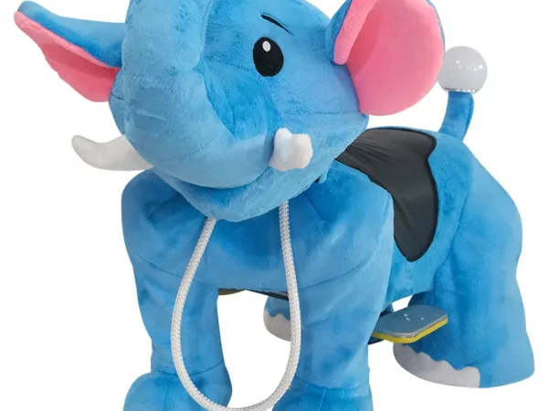 Electric Plush Blue Elephant Ride with Remote Control