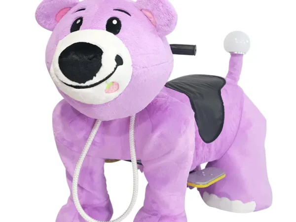 Electric Plush Purple Bear Ride with Remote Control