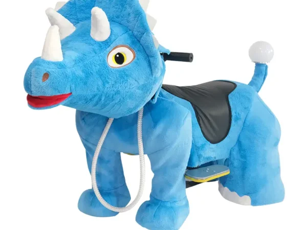 Coin-Operated Triceratops Animal Ride with Adjustable Speed