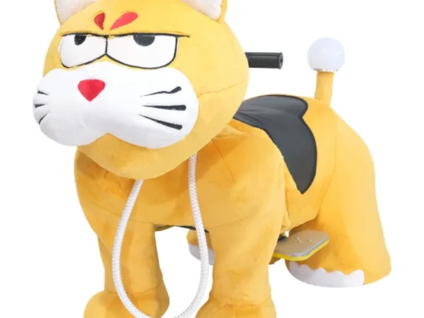 Coin-Operated Yellow Cat Animal Ride with Adjustable Speed