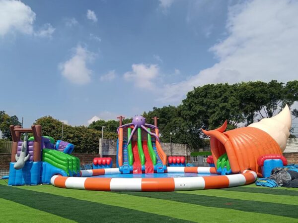 Giant Inflatable Octopus Conch Water Slide with Pool for Sale