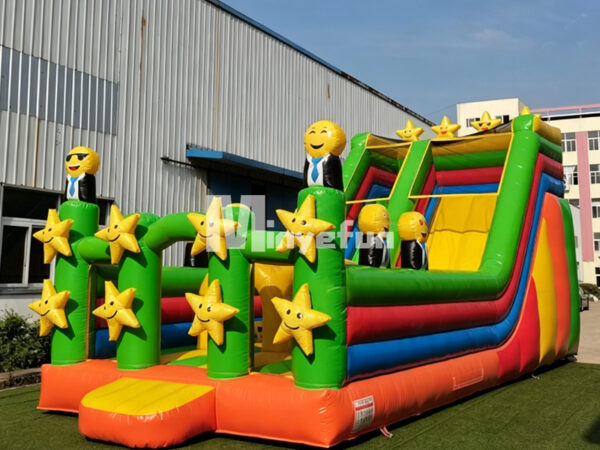 Emoji Star Themed Inflatable Dry Slide | Commercial Grade Giant Inflatable Play Slide