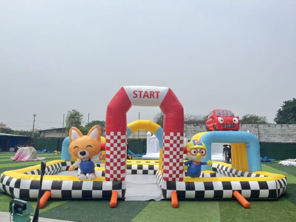 Commercial Inflatable Go-Kart Race Track | Kids Bumper Car Inflatable Raceway