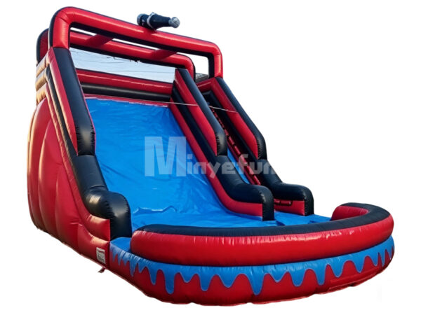 Red & Black Giant Inflatable Water Slide with Pool | Commercial Grade Inflatable Dry Slide