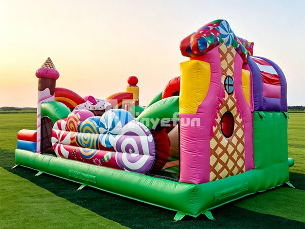 Candy Land Themed Inflatable Playground | Commercial Giant Bounce House Obstacle Course