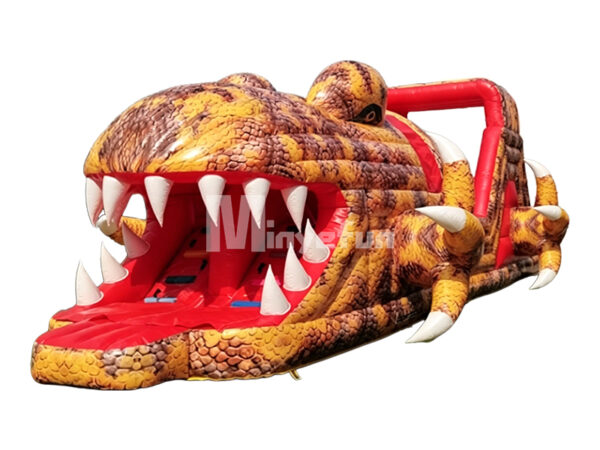 Giant Crocodile Mouth Inflatable Obstacle Course Slide | Commercial Dinosaur Themed Inflatable Playground