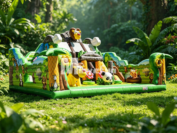Jungle Themed Inflatable Castle | Kids Bounce House Slide Combo