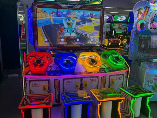 4 Players Super Car Kids Racing Arcade Game | Coin Operated Ticket Redemption Machine