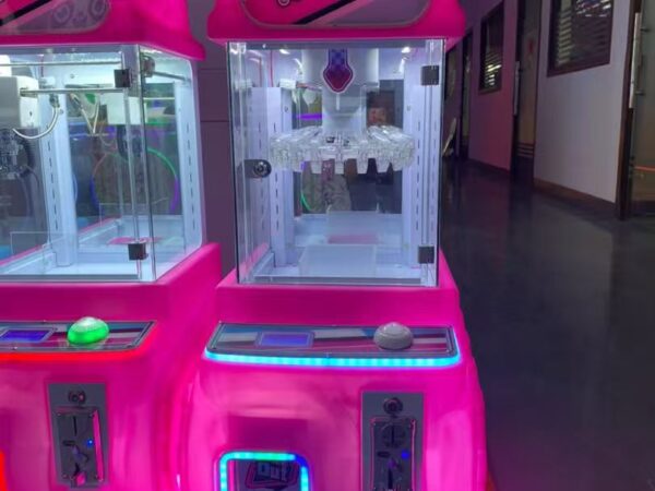 Robot Mini Claw Crane Machine | Pink RGB Coin Operated Small Doll Grab Arcade