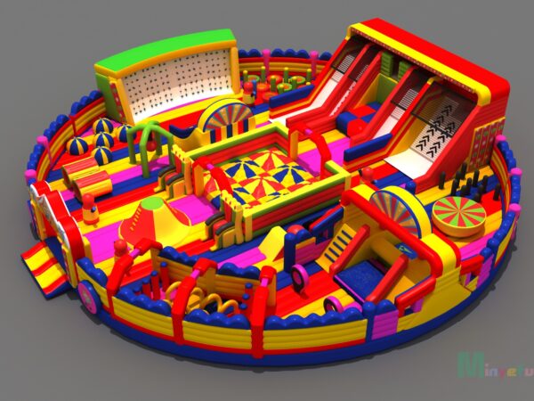 Giant Circular Inflatable Fun City Commercial Playground Obstacle Course