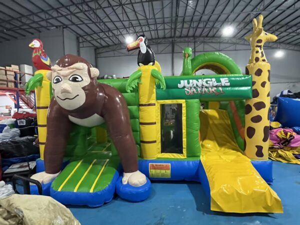 5x5.5x3.5m Jungle Safari Animal Inflatable Bounce House With Slide Commercial Kids Obstacle Course