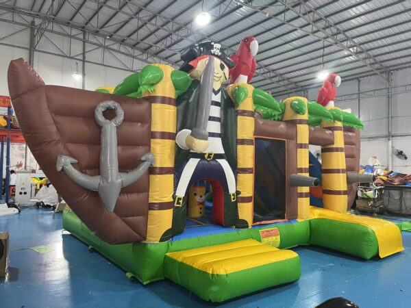 Pirate Ship Themed Inflatable Bounce House With Slide, Commercial Kids Inflatable Jumping Castle For Party Rental