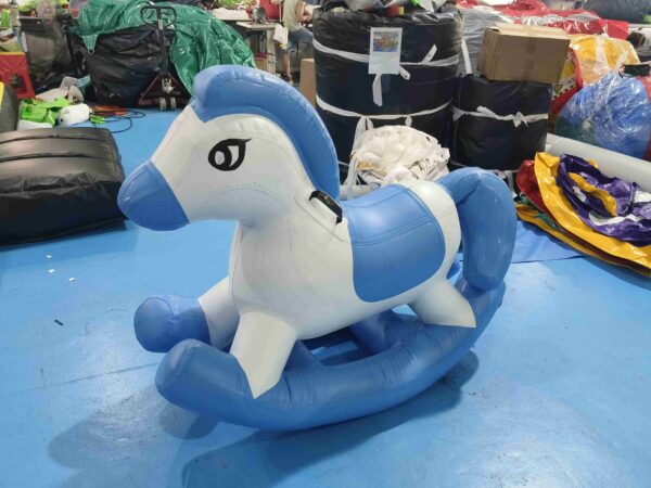 1.5x0.65x1.1m Water Park Inflatable Blue Pony Rocker | Kids PVC Floating Animal Ride Toy