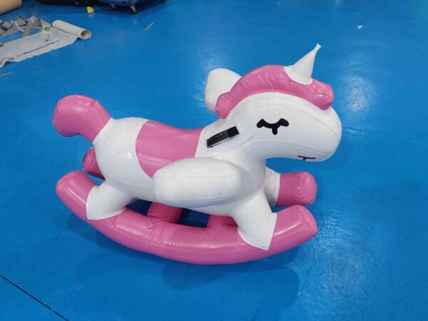 Water Park Inflatable Pink & White Unicorn Rocker | Kids PVC Floating Animal Ride Toy