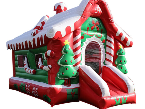 Christmas Inflatable Bounce House Combo | Santa Gingerbread Candy Cane Bouncy Castle With Slide For Mall & Party Rental