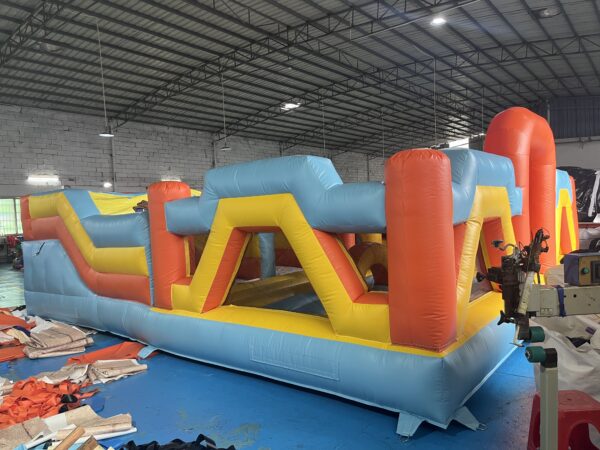 Commercial Kids Inflatable Obstacle Course With Slide | PVC Inflatable Race Playground For Rental