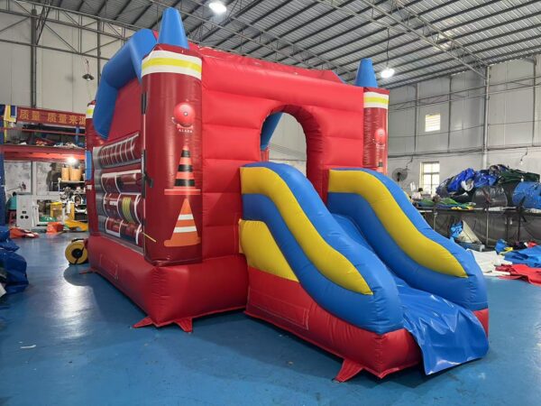 Fire Truck Firefighter Inflatable Bounce House With Slide 5.5x4.5x3.5m