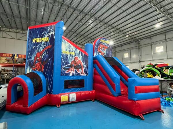 5x6x4m Spider Man Inflatable Bounce House With Slide Commercial Inflatable Combo Obstacle Course For Kids Party Rental