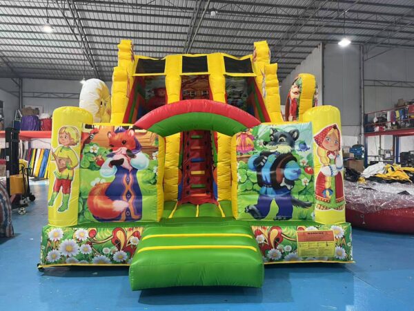 6x4m Russian Folk Tale Masha and The Bear Inflatable Slide Combo Bounce House Commercial Inflatable Jumper for Party Rental