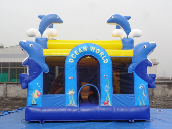 Ocean World Dolphin Themed Inflatable Bouncer 5.5x4x4m | Commercial Kids Bouncy Castle For Party Rental