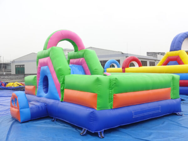 5.2x4.5x3m Small Commercial Inflatable Obstacle Course Colorful Kids Challenge Run With Slide