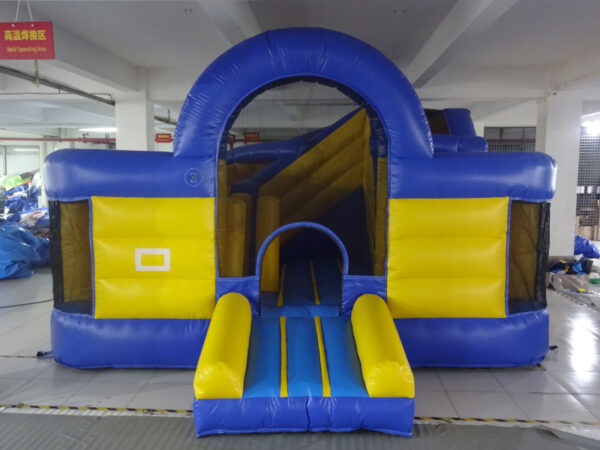 Inflatable Bounce House Combo With Slide | Commercial Blue Yellow Bouncy Castle