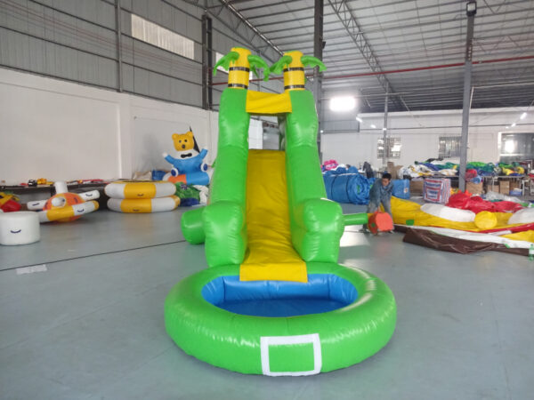 Jungle Palm Tree Inflatable Water Slide With Pool 6.3x2x3.4m Commercial Rental Backyard Water Slide For Kids