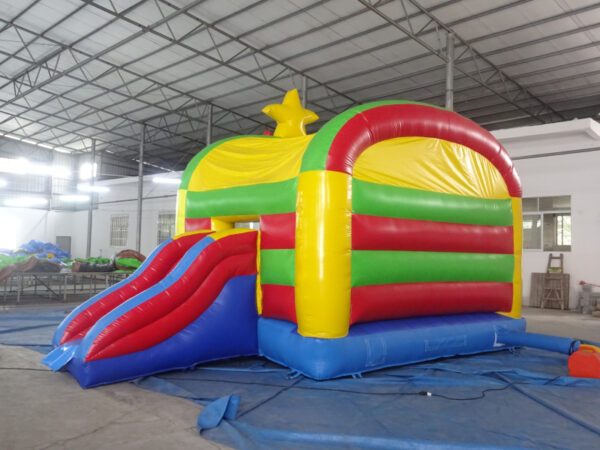 7x5x5m Rainbow Inflatable Bouncy Castle With Slide Commercial Kids Bounce House For Birthday Party Rental