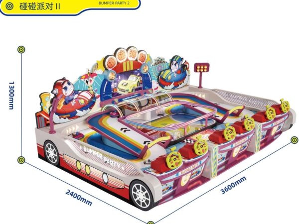 Commercial 8‑Player Bumper Party Ⅱ Arcade Game Machine Kids Multi‑player Bumper Car Redemption Equipment For Indoor Playground Family Entertainment Center`
